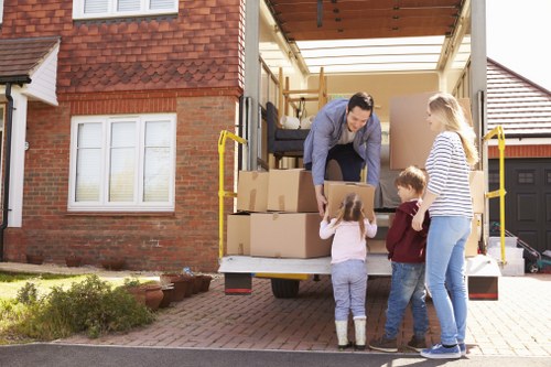Office relocation planning and packed boxes in Barnescray