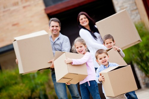 Flat move with careful carrying through a narrow stairwell
